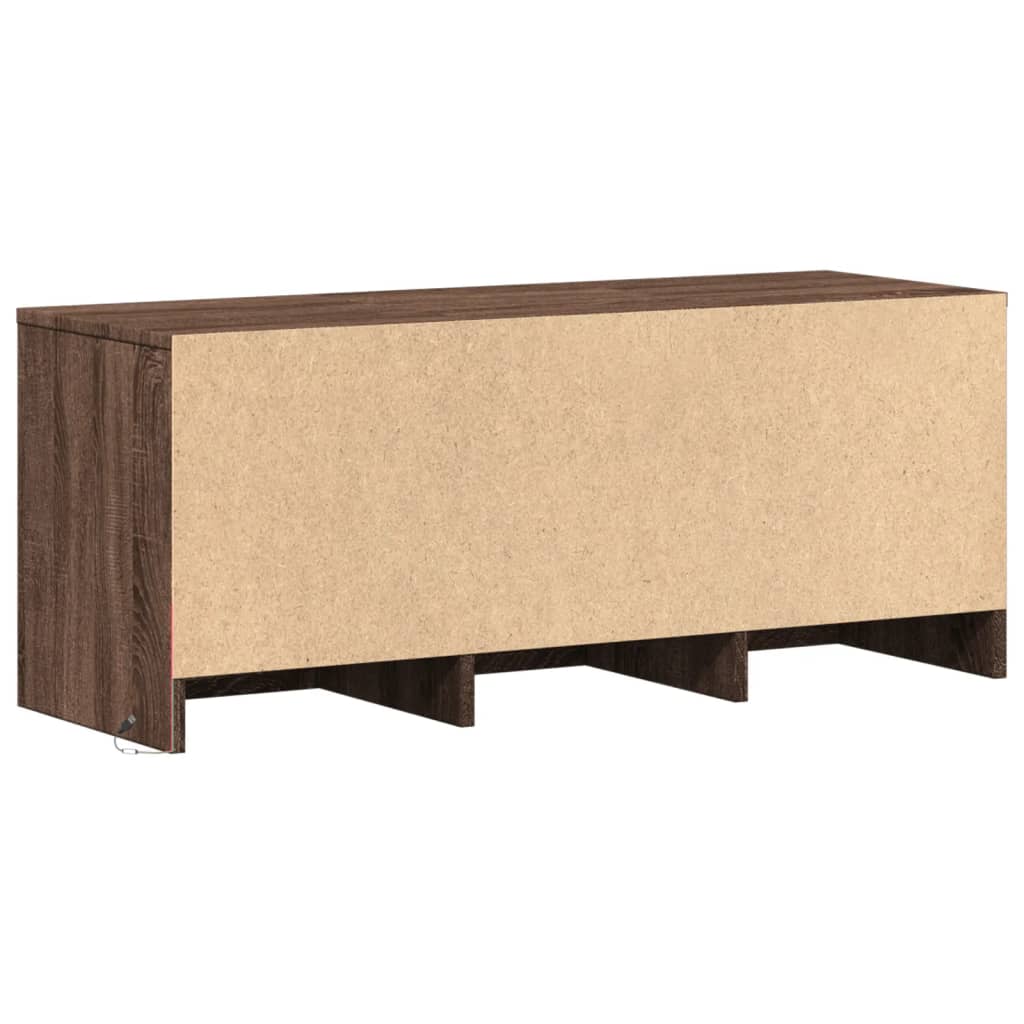 vidaXL Szafka TV z LED, brązowy dąb, 97x34x40 cm