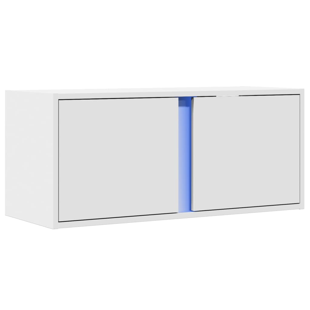 vidaXL Ścienna szafka TV z LED, biała, 80x31x35 cm