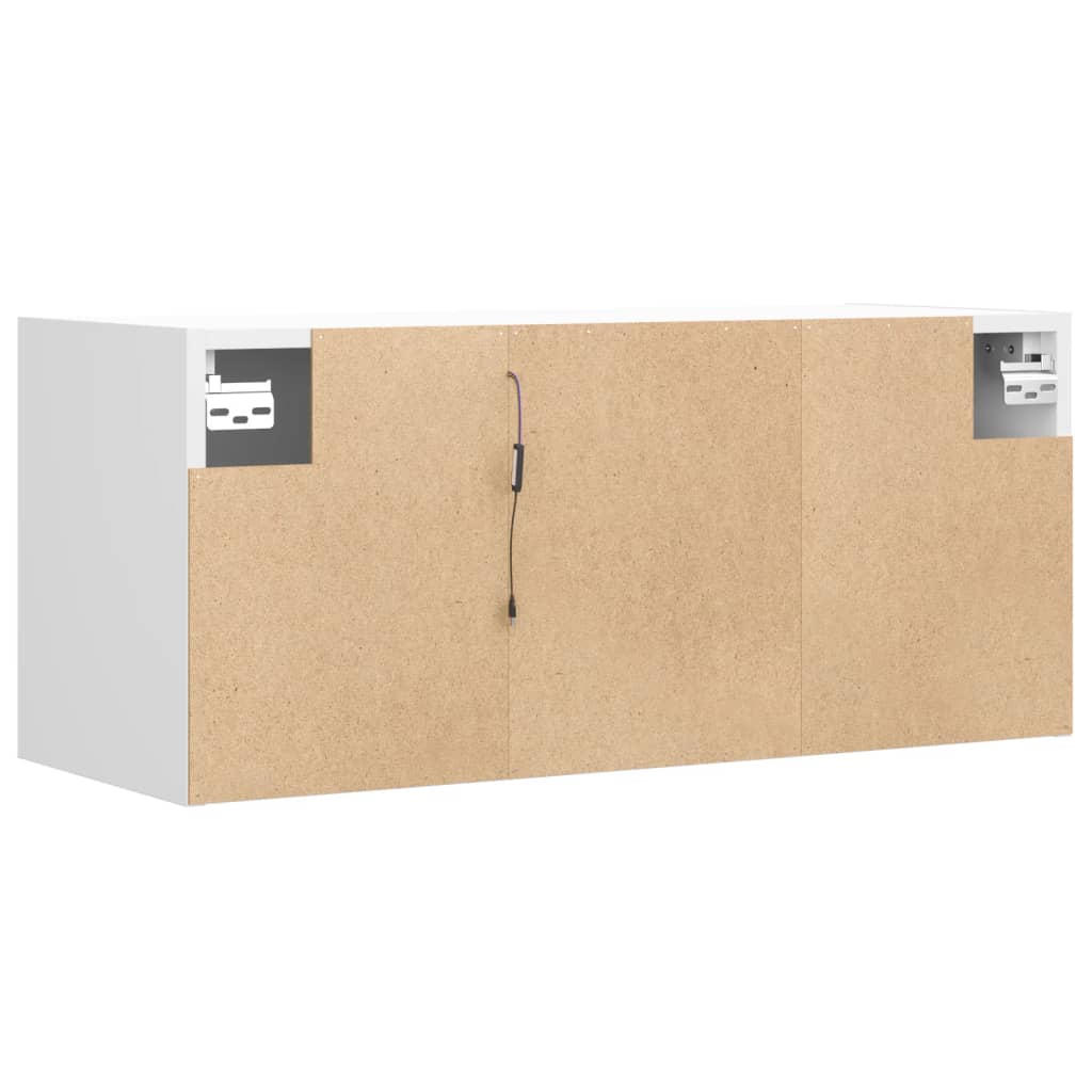 vidaXL Ścienna szafka TV z LED, biała, 80x31x35 cm
