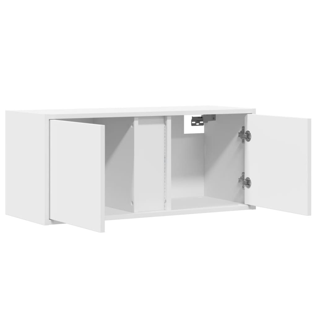 vidaXL Ścienna szafka TV z LED, biała, 80x31x35 cm
