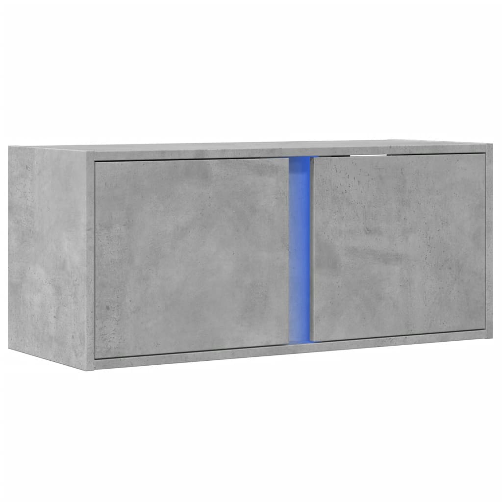 vidaXL Ścienna szafka TV z LED, szarość betonu, 80x31x35 cm
