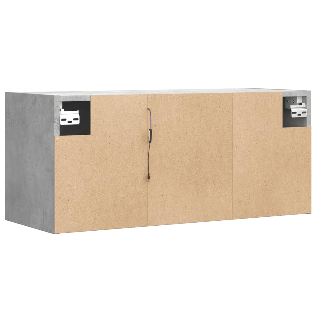 vidaXL Ścienna szafka TV z LED, szarość betonu, 80x31x35 cm