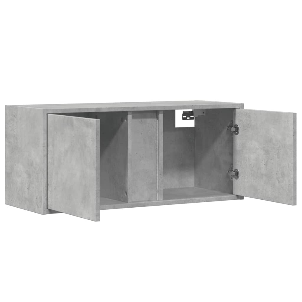 vidaXL Ścienna szafka TV z LED, szarość betonu, 80x31x35 cm
