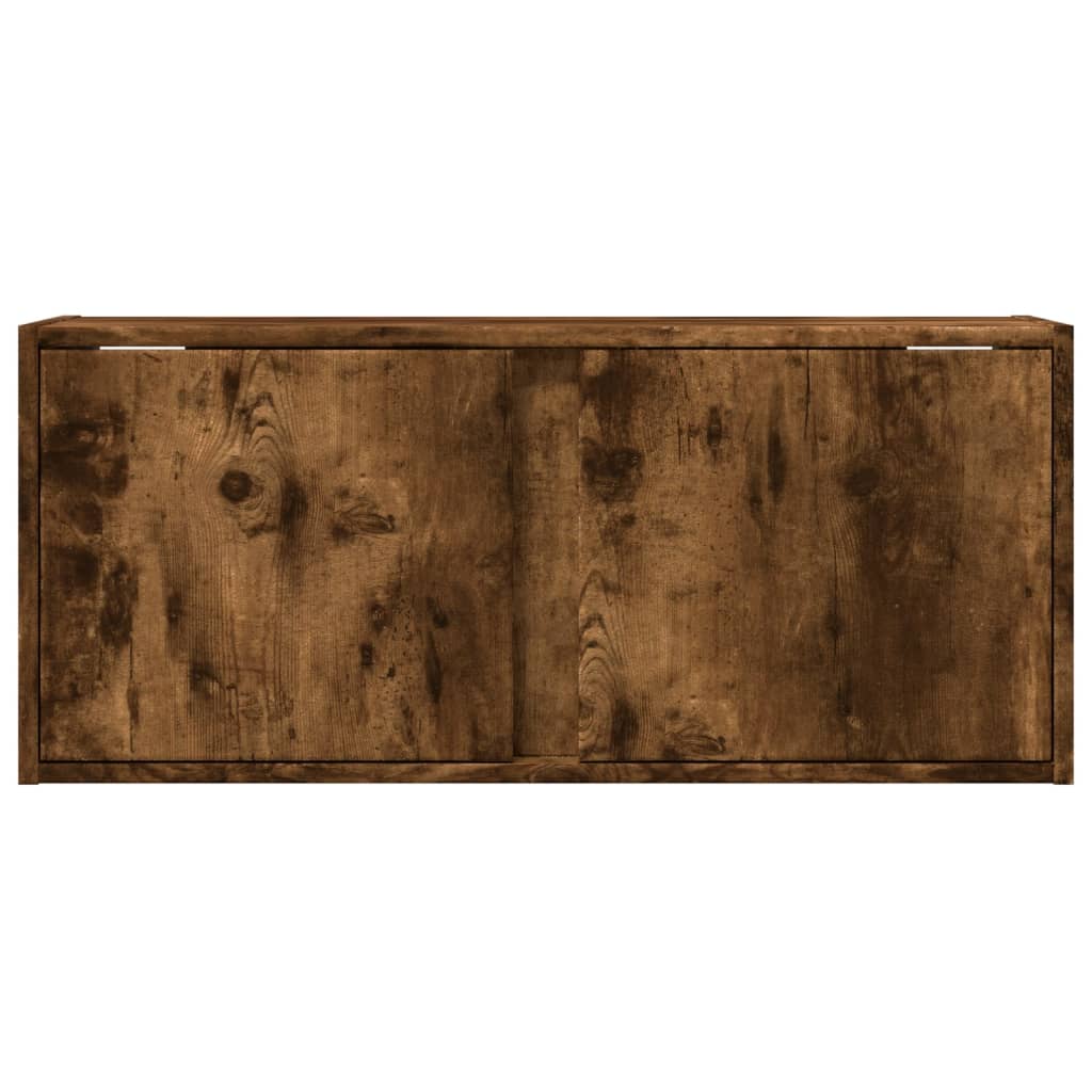 vidaXL Ścienna szafka TV z LED, przydymiony dąb, 80x31x35 cm