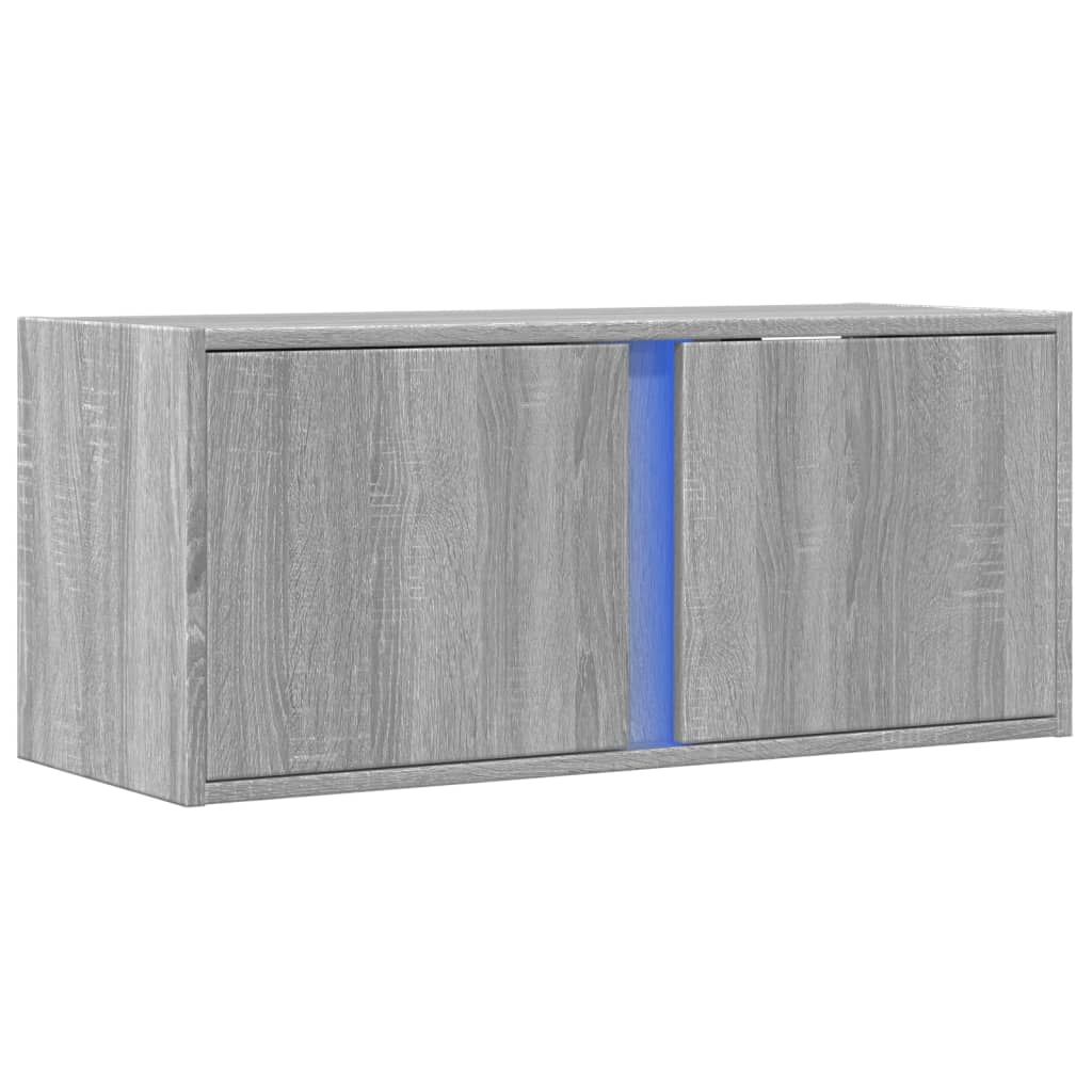 vidaXL Ścienna szafka TV z LED, szary dąb sonoma, 80x31x35 cm