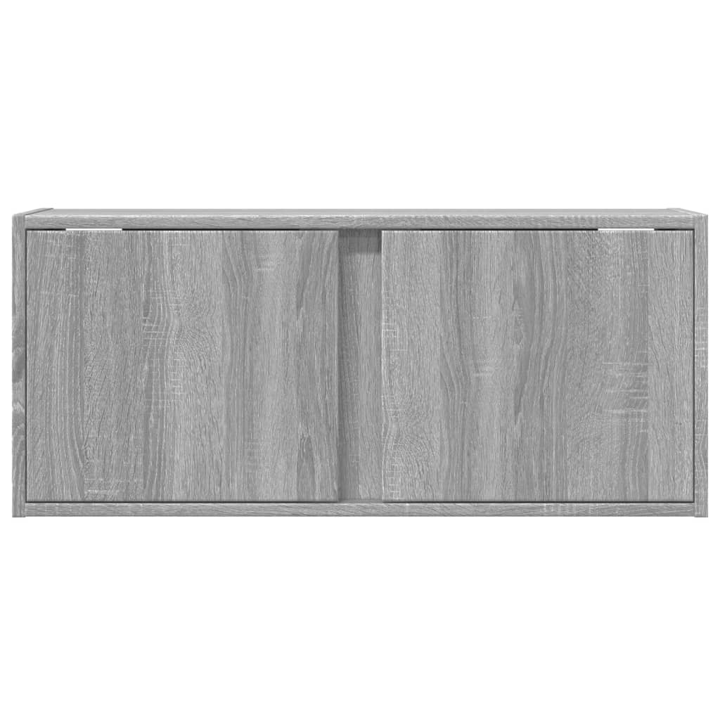 vidaXL Ścienna szafka TV z LED, szary dąb sonoma, 80x31x35 cm