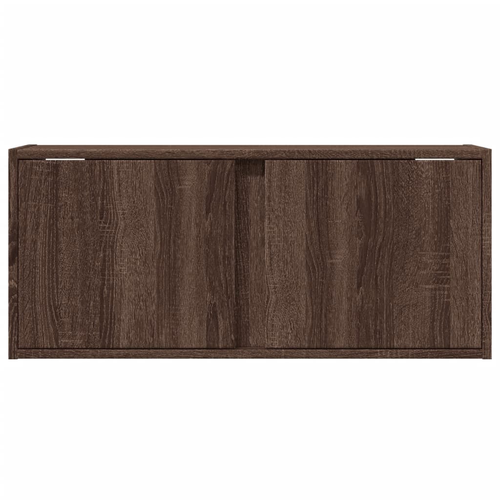 vidaXL Ścienna szafka TV z LED, brązowy dąb, 80x31x35 cm