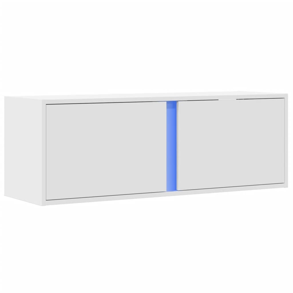 vidaXL Ścienna szafka TV z LED, biała, 100x31x35 cm