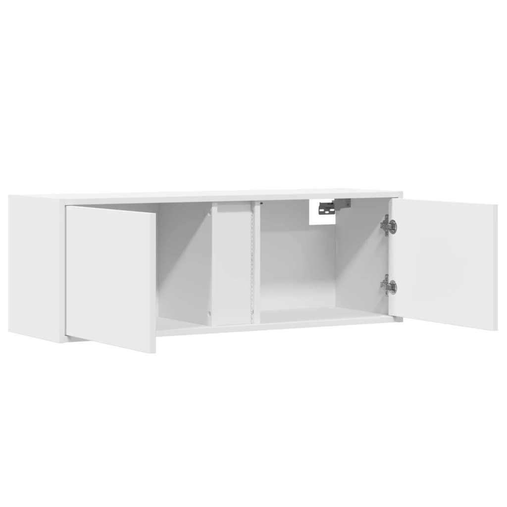 vidaXL Ścienna szafka TV z LED, biała, 100x31x35 cm
