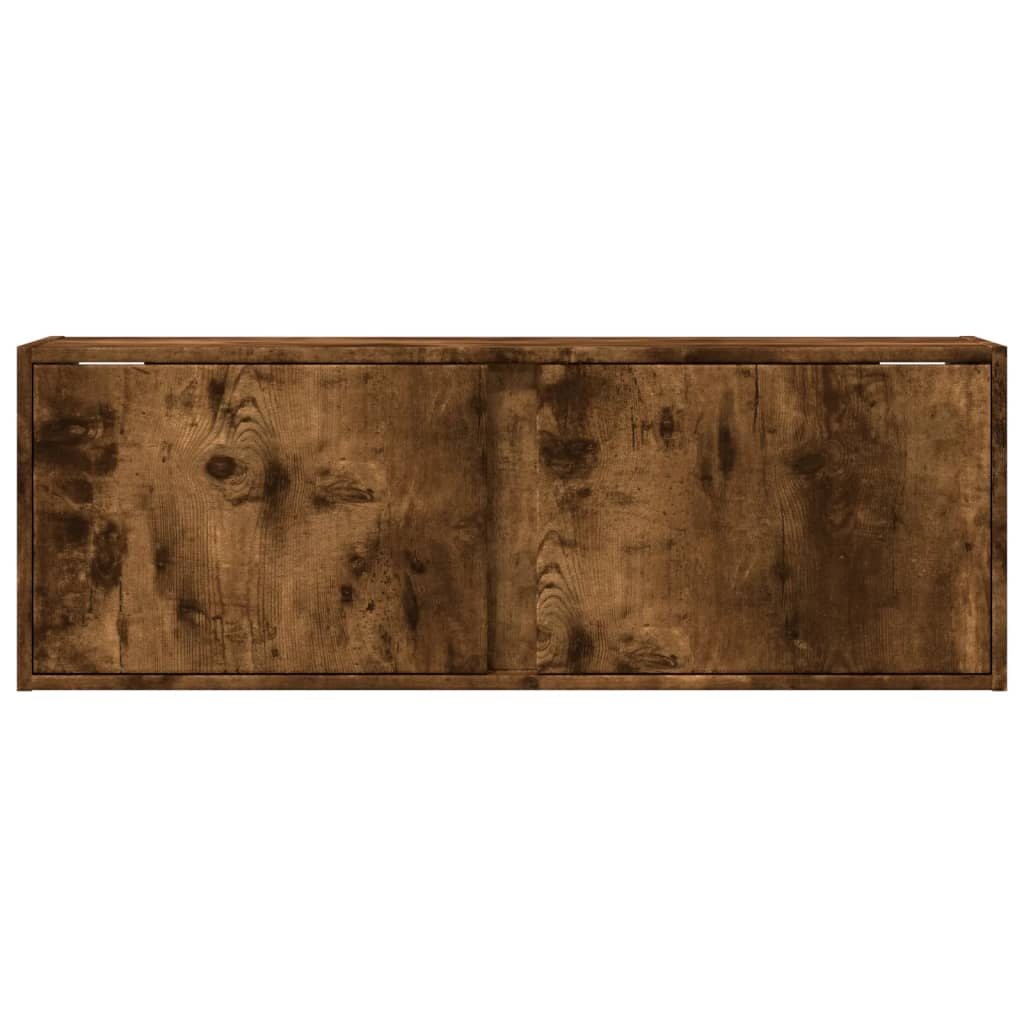 vidaXL Ścienna szafka TV z LED, przydymiony dąb, 100x31x35 cm