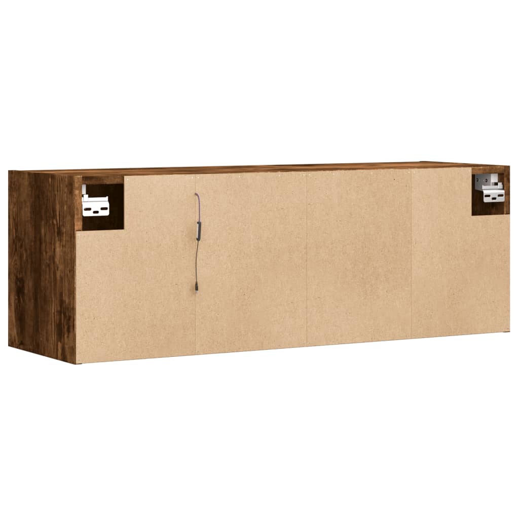vidaXL Ścienna szafka TV z LED, przydymiony dąb, 100x31x35 cm