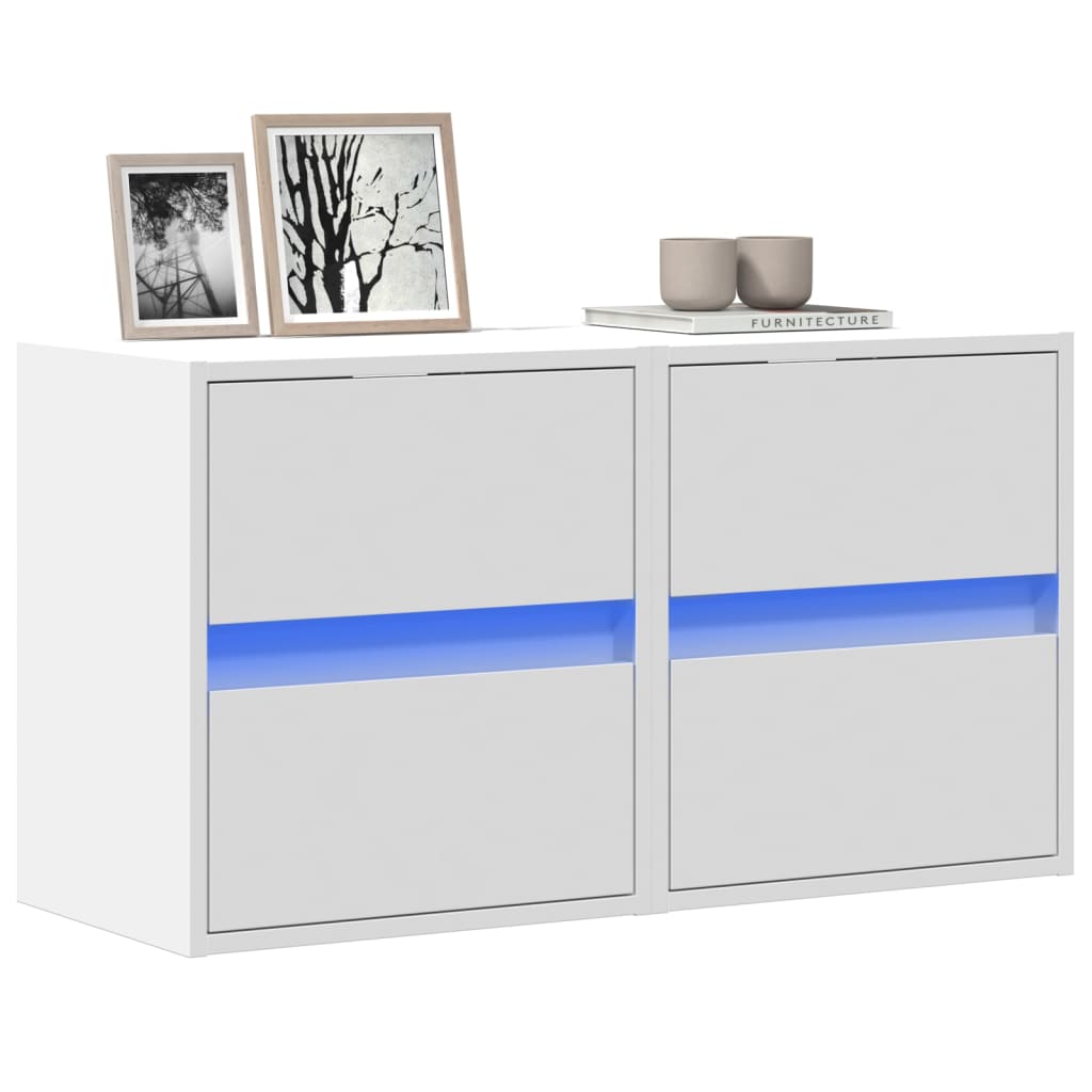 vidaXL Ścienne szafki TV z LED, 2 szt., białe, 41x31x45 cm