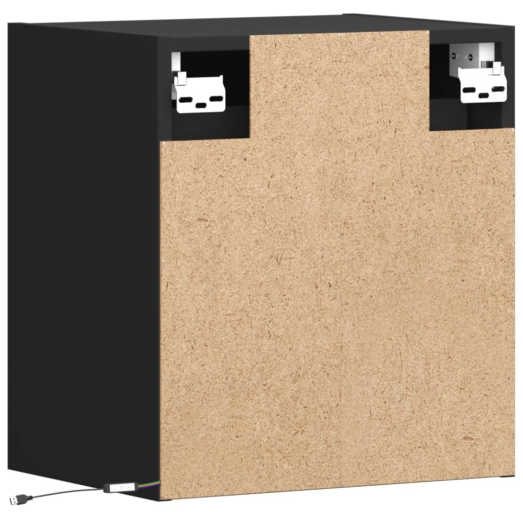 vidaXL Ścienne szafki TV z LED, 2 szt., czarne, 41x31x45 cm