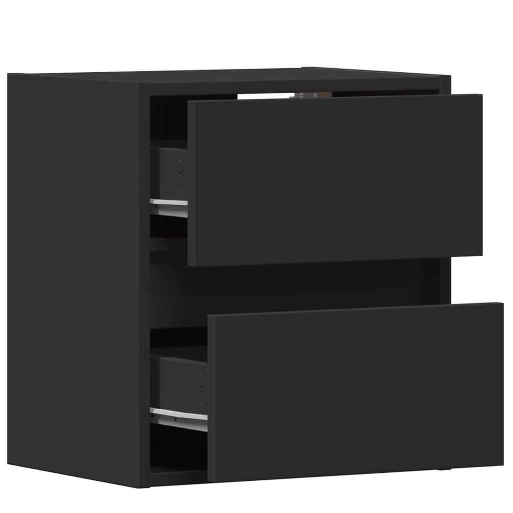 vidaXL Ścienne szafki TV z LED, 2 szt., czarne, 41x31x45 cm