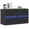 vidaXL Ścienne szafki TV z LED, 2 szt., czarne, 41x31x45 cm