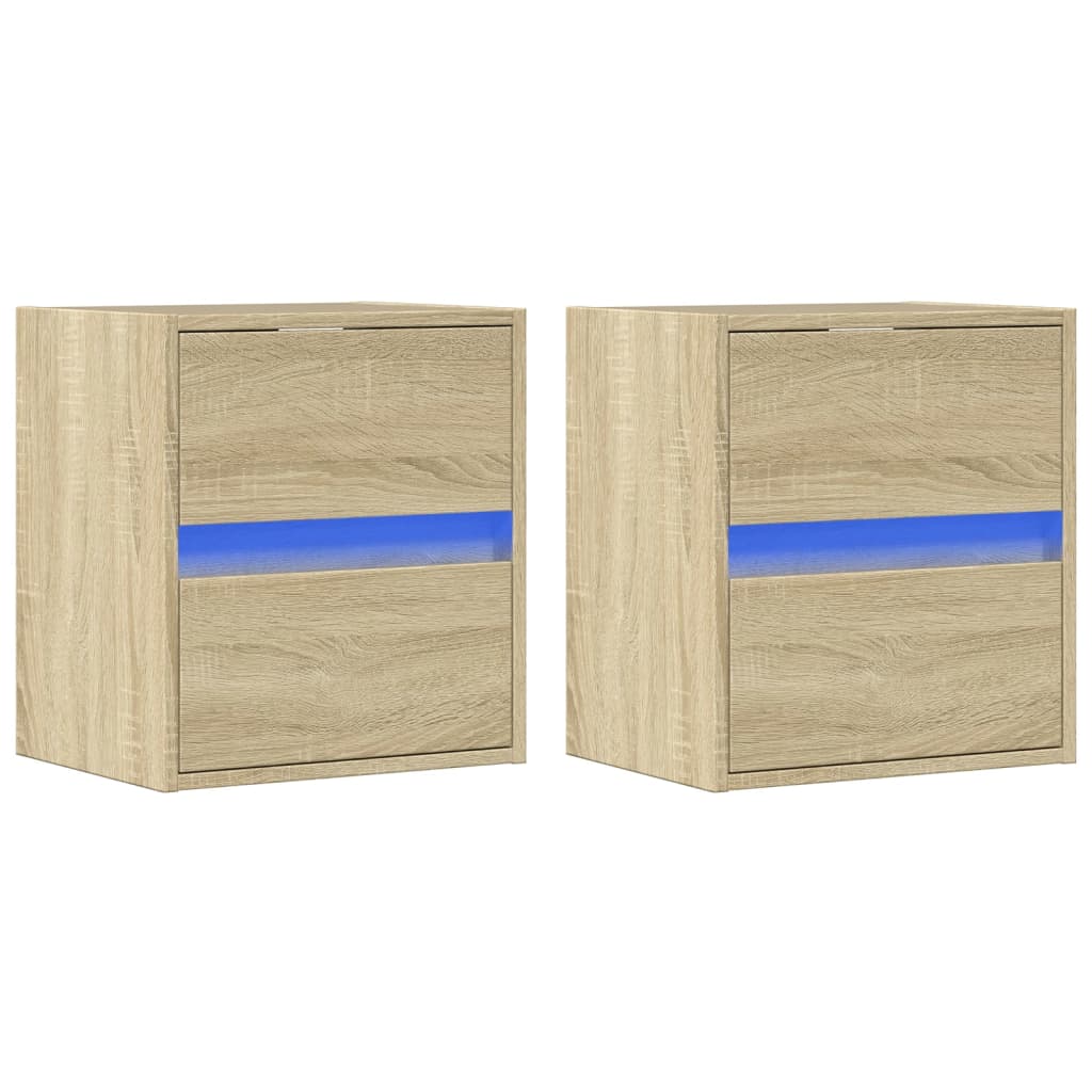 vidaXL Ścienne szafki TV z LED, 2 szt., dąb sonoma, 41x31x45 cm