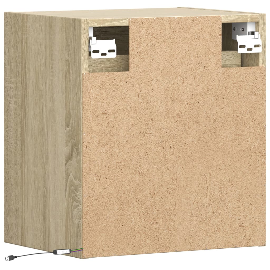 vidaXL Ścienne szafki TV z LED, 2 szt., dąb sonoma, 41x31x45 cm