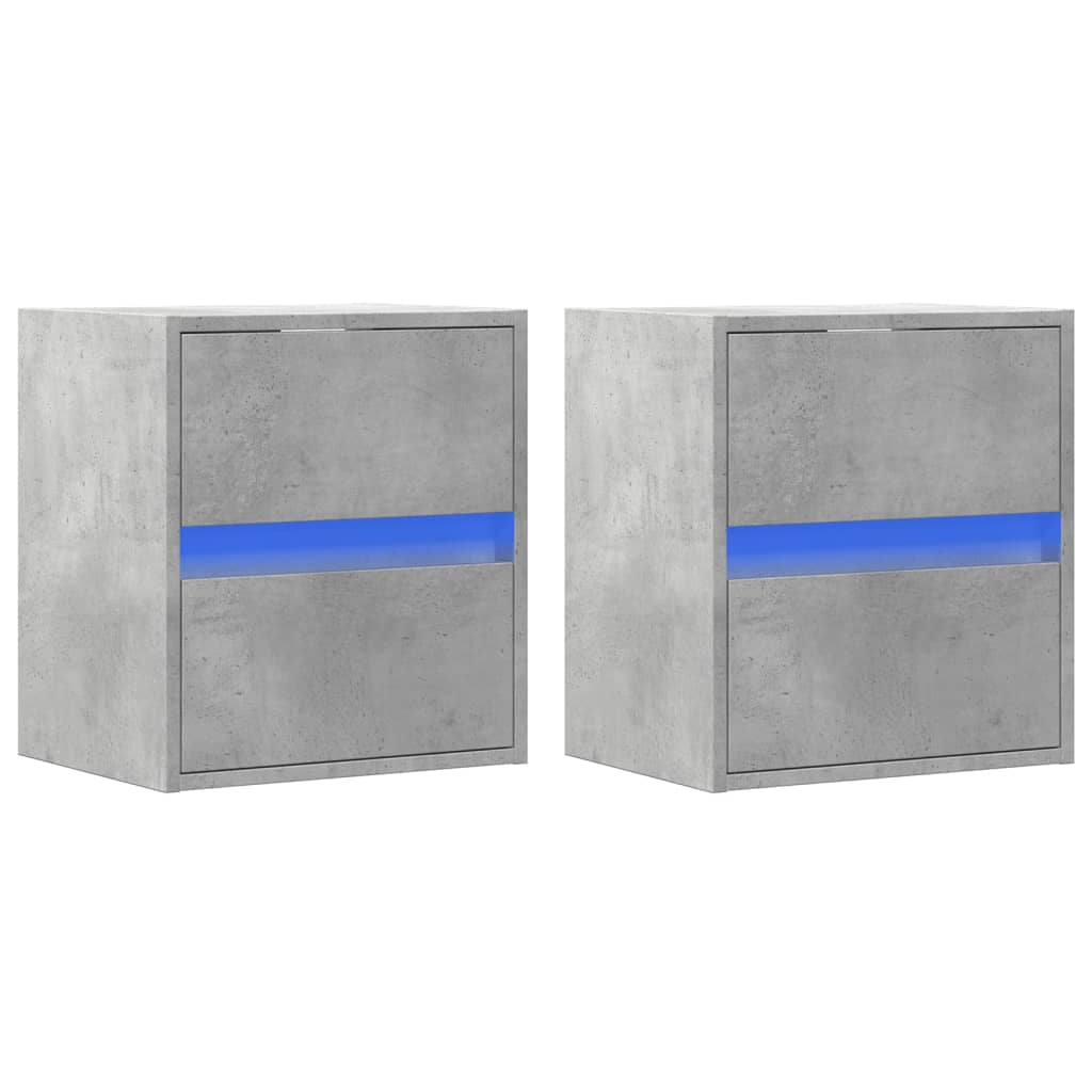 vidaXL Ścienne szafki TV z LED, 2 szt., szarość betonu, 41x31x45 cm