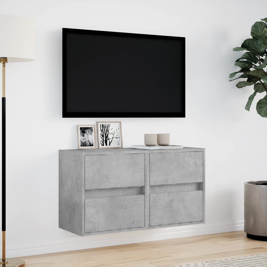 vidaXL Ścienne szafki TV z LED, 2 szt., szarość betonu, 41x31x45 cm