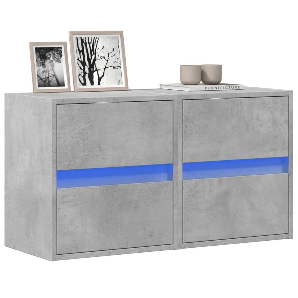 vidaXL Ścienne szafki TV z LED, 2 szt., szarość betonu, 41x31x45 cm
