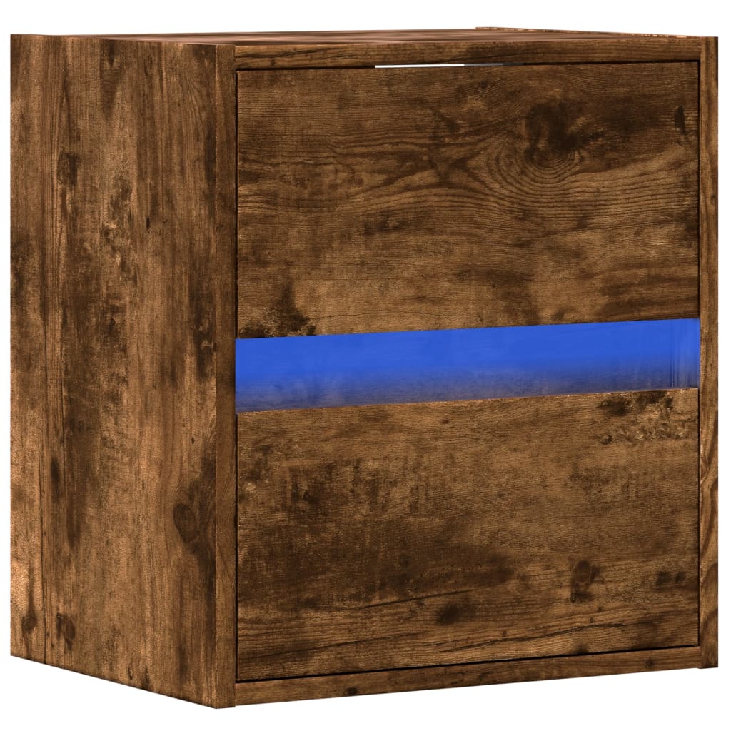 vidaXL Ścienna szafka TV z LED, przydymiony dąb, 41x31x45 cm