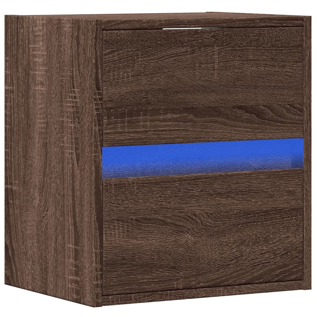 vidaXL Ścienna szafka TV z LED, brązowy dąb, 41x31x45 cm