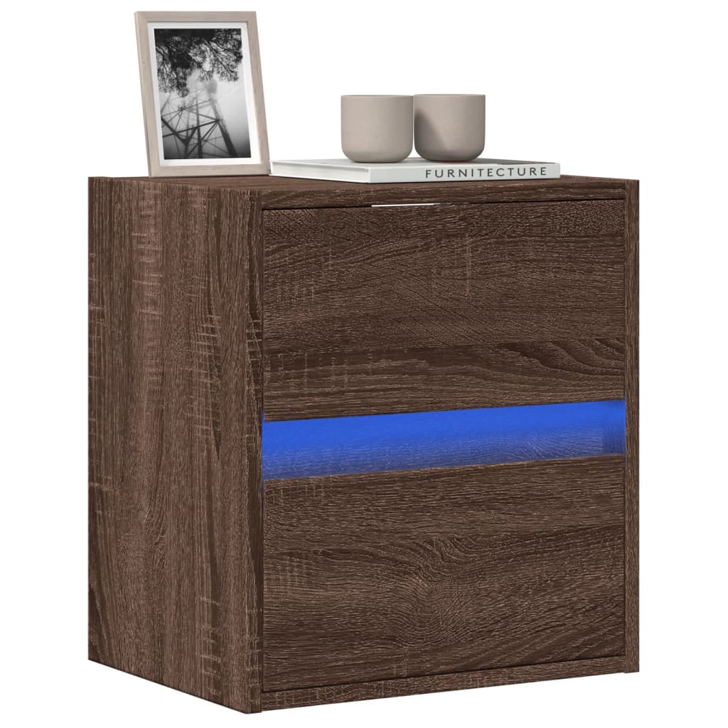 vidaXL Ścienna szafka TV z LED, brązowy dąb, 41x31x45 cm