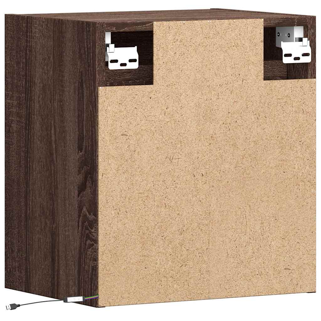 vidaXL Ścienne szafki TV z LED, 2 szt., brązowy dąb, 41x31x45 cm