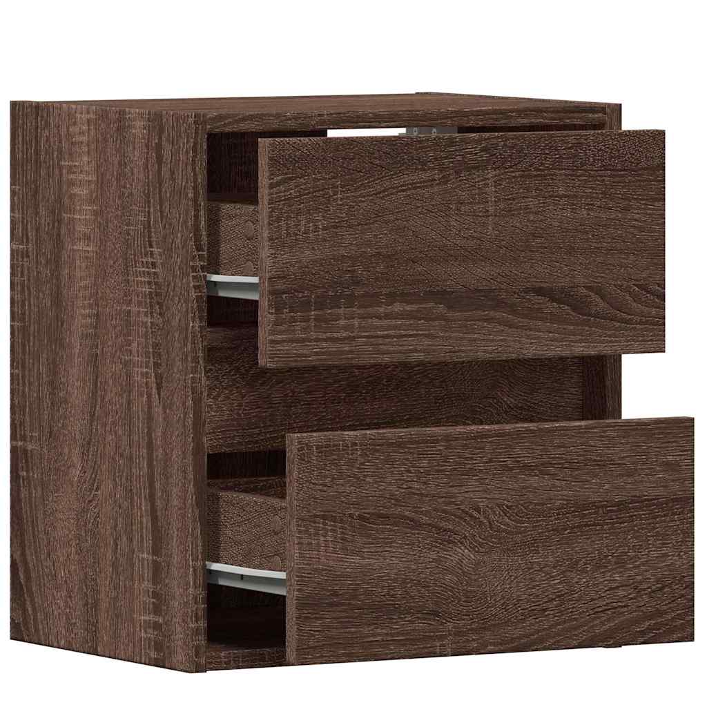vidaXL Ścienne szafki TV z LED, 2 szt., brązowy dąb, 41x31x45 cm