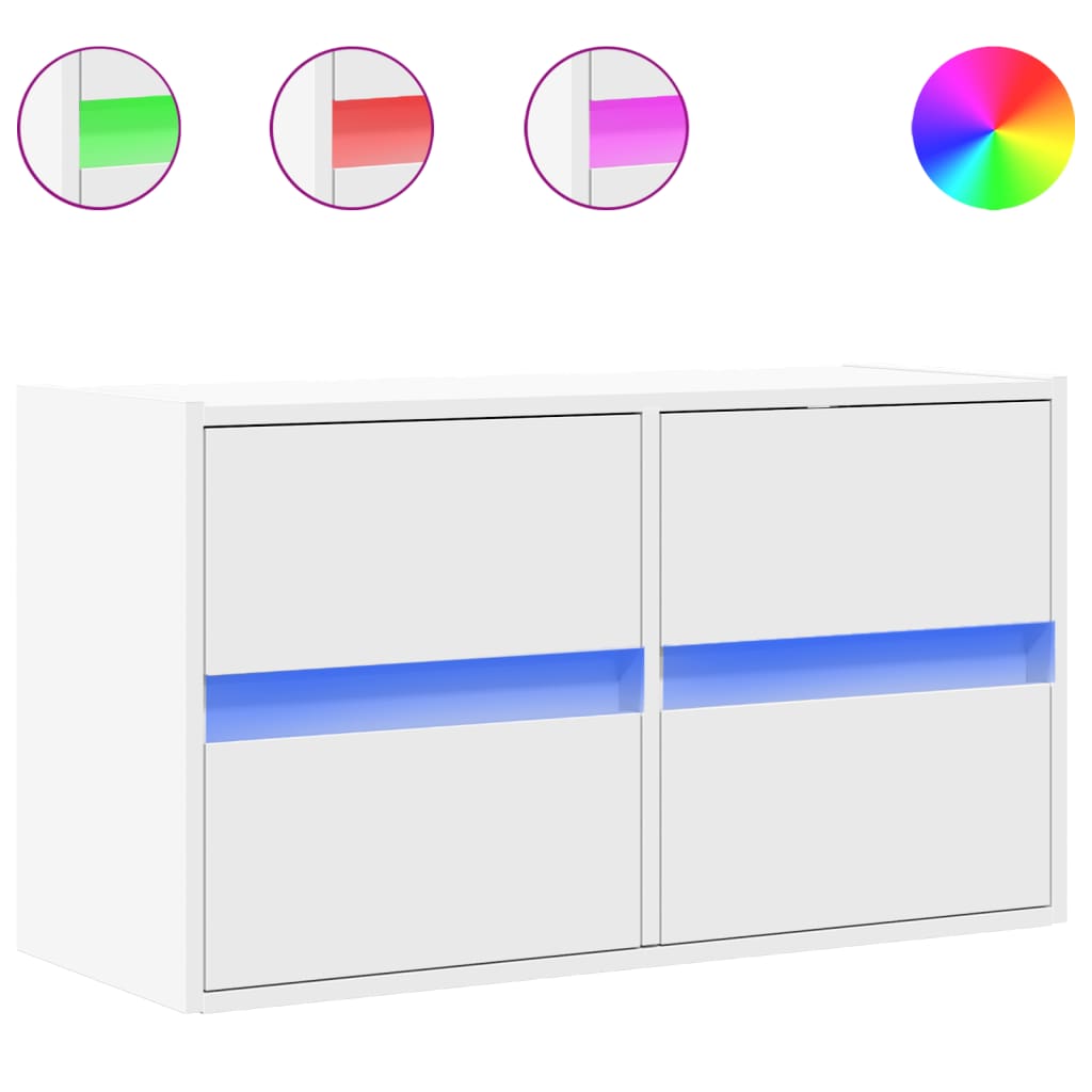 vidaXL Ścienna szafka TV z LED, biała, 80x31x45 cm