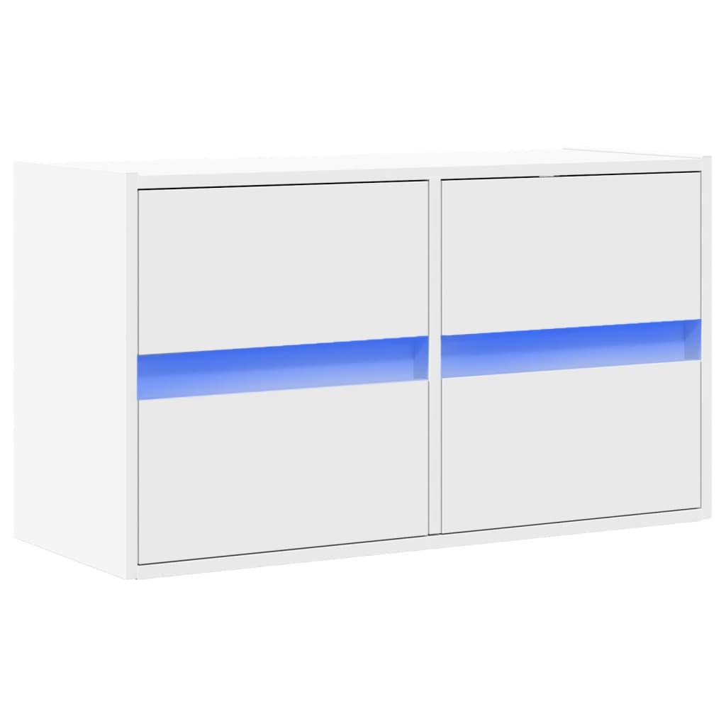 vidaXL Ścienna szafka TV z LED, biała, 80x31x45 cm