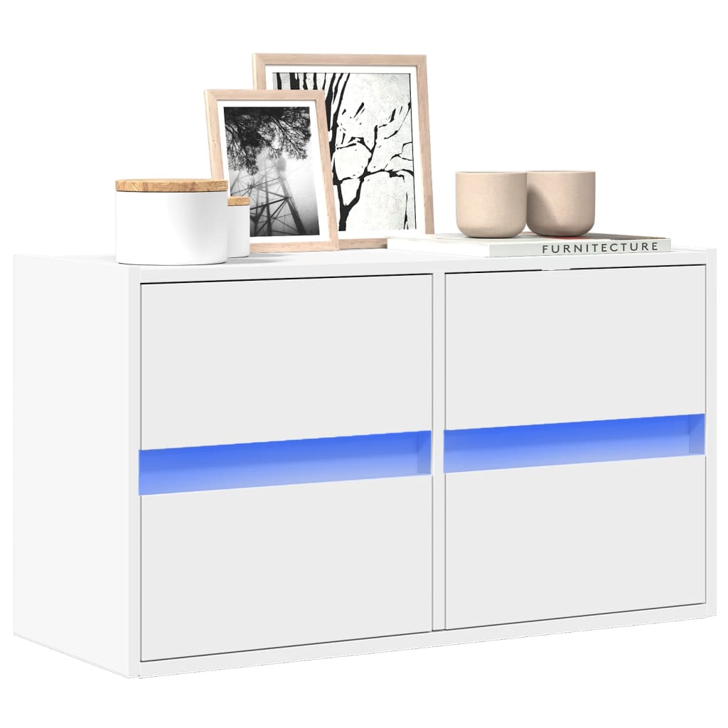 vidaXL Ścienna szafka TV z LED, biała, 80x31x45 cm