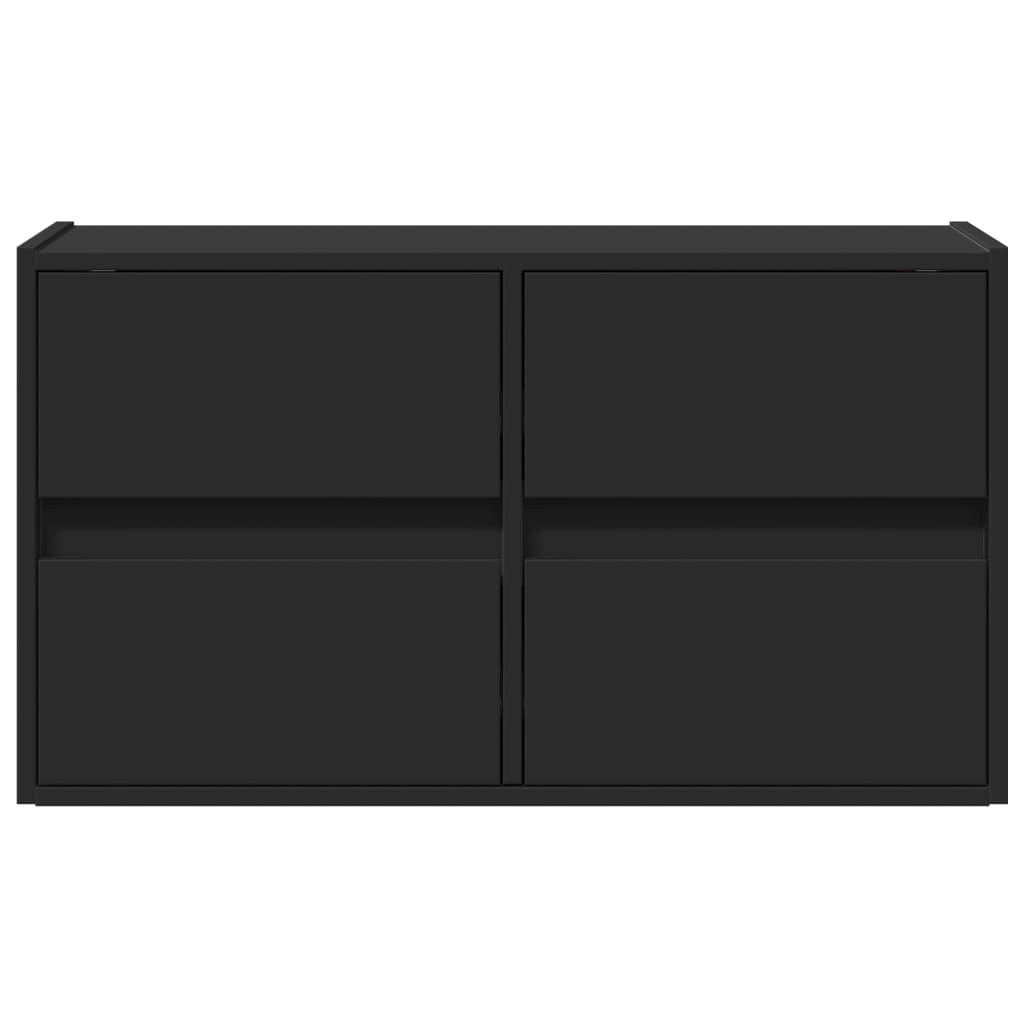 vidaXL Ścienna szafka TV z LED, czarna, 80x31x45 cm