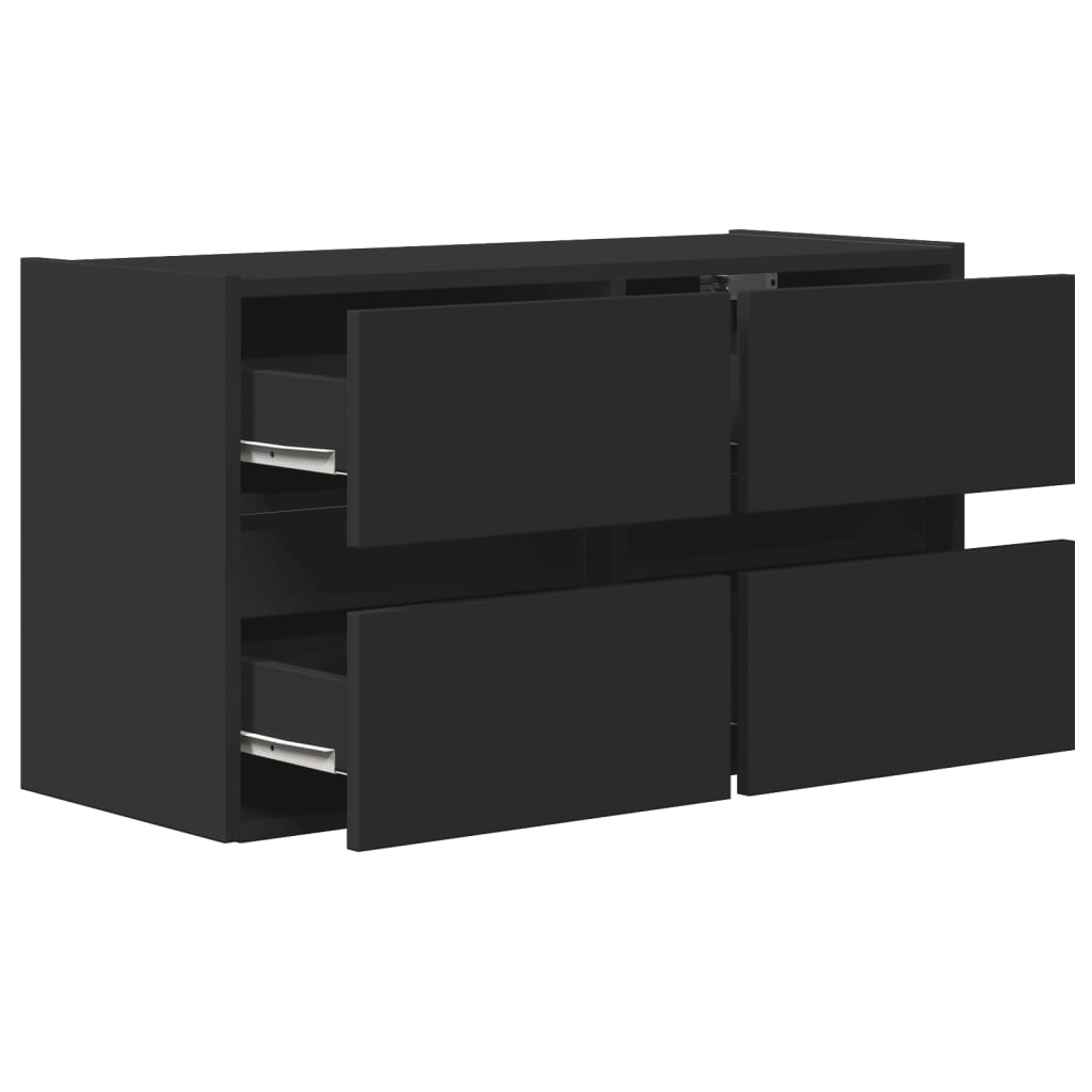 vidaXL Ścienna szafka TV z LED, czarna, 80x31x45 cm