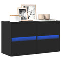 vidaXL Ścienna szafka TV z LED, czarna, 80x31x45 cm