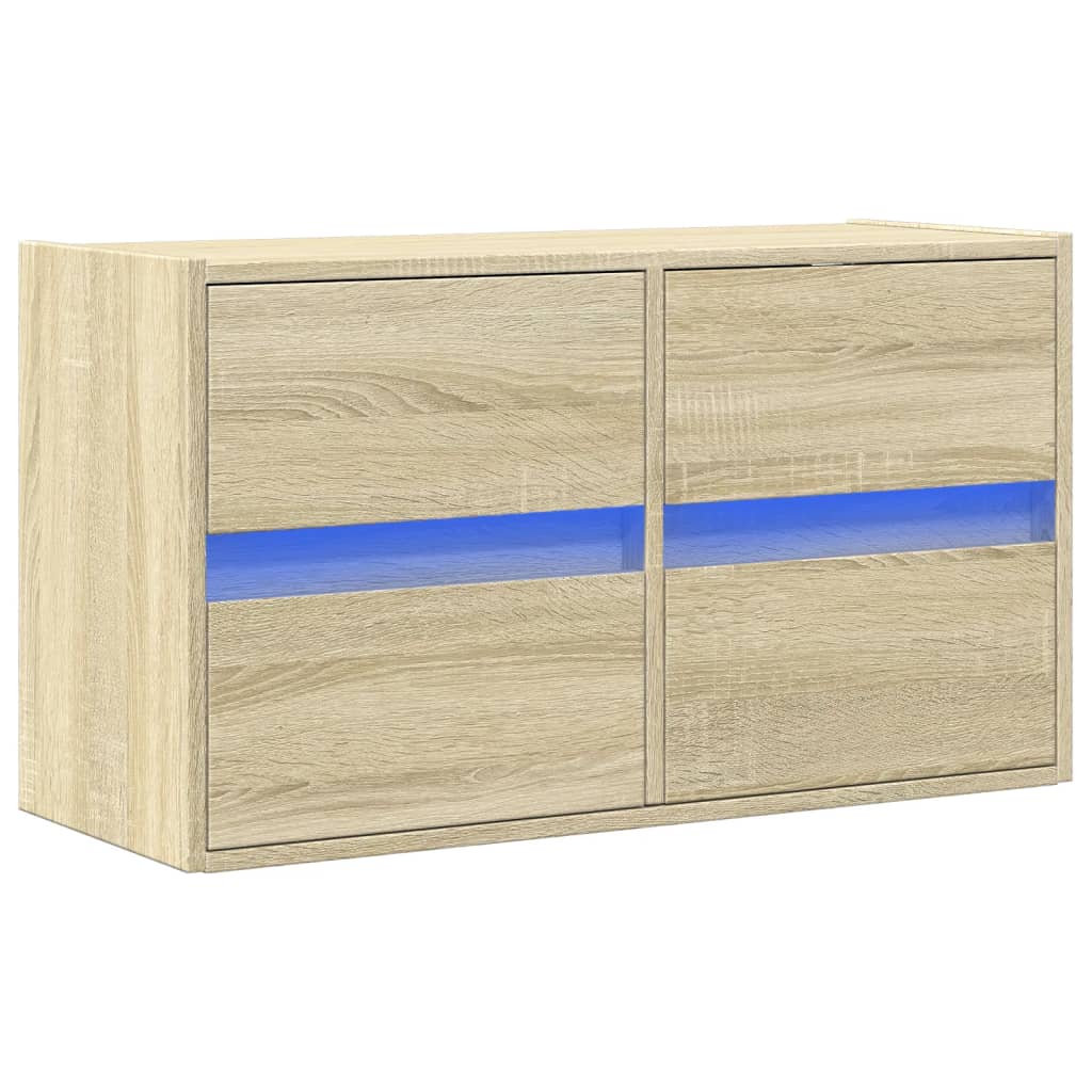 vidaXL Ścienna szafka TV z LED, dąb sonoma, 80x31x45 cm