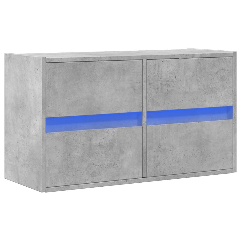 vidaXL Ścienna szafka TV z LED, szarość betonu, 80x31x45 cm