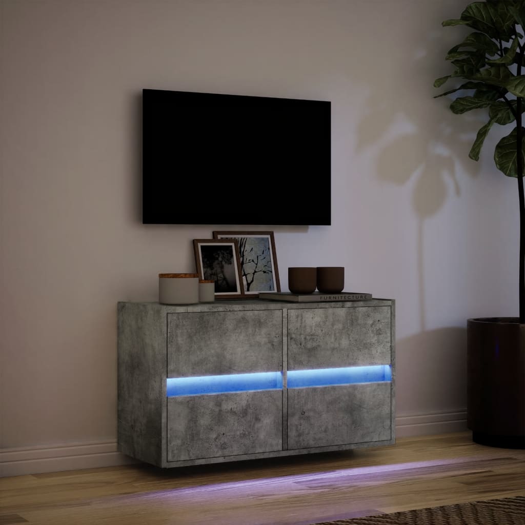vidaXL Ścienna szafka TV z LED, szarość betonu, 80x31x45 cm