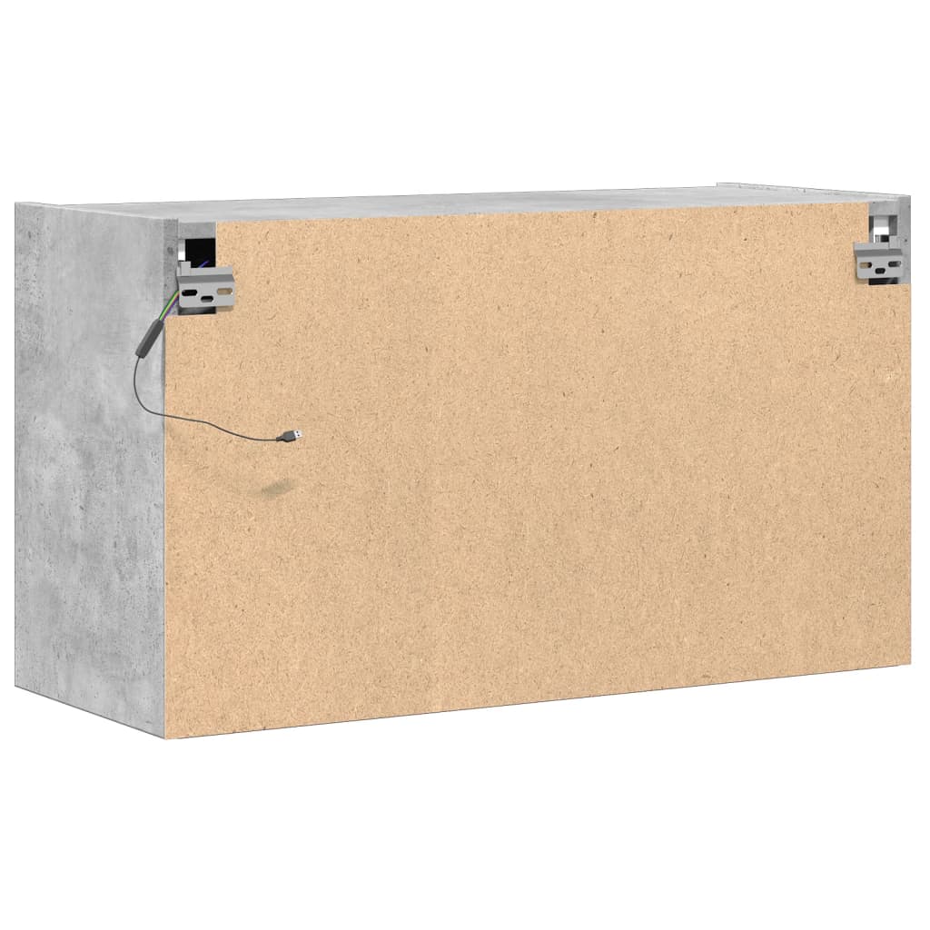 vidaXL Ścienna szafka TV z LED, szarość betonu, 80x31x45 cm