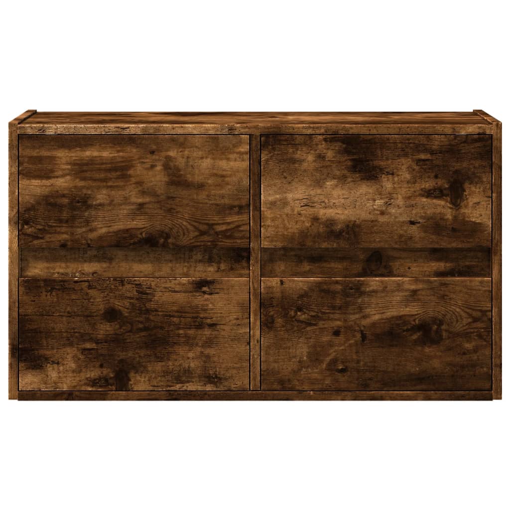 vidaXL Ścienna szafka TV z LED, przydymiony dąb, 80x31x45 cm
