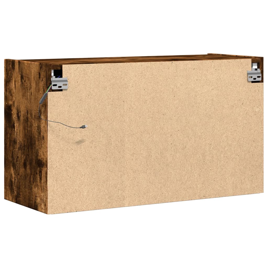 vidaXL Ścienna szafka TV z LED, przydymiony dąb, 80x31x45 cm