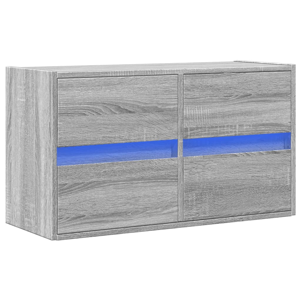 vidaXL Ścienna szafka TV z LED, szary dąb sonoma, 80x31x45 cm
