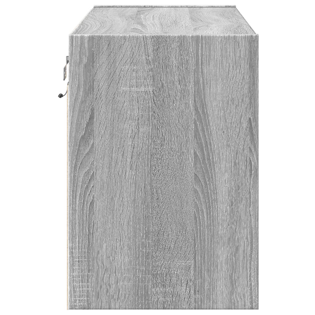 vidaXL Ścienna szafka TV z LED, szary dąb sonoma, 80x31x45 cm