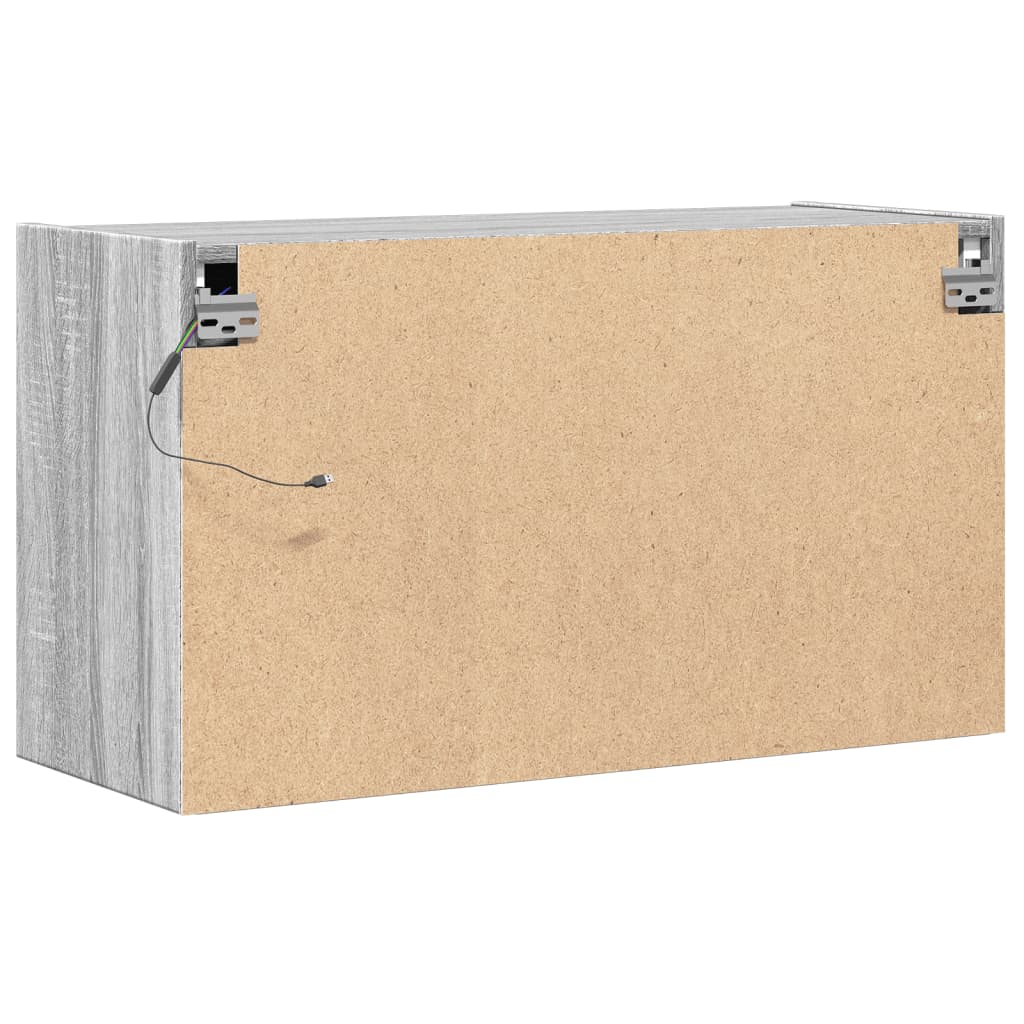 vidaXL Ścienna szafka TV z LED, szary dąb sonoma, 80x31x45 cm