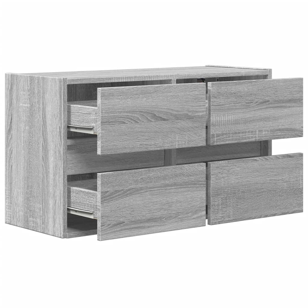 vidaXL Ścienna szafka TV z LED, szary dąb sonoma, 80x31x45 cm