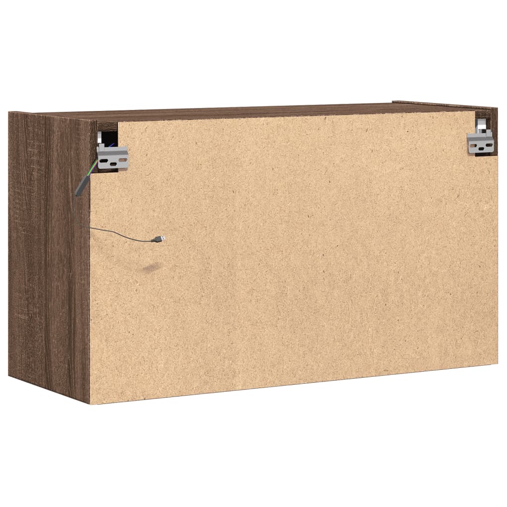 vidaXL Ścienna szafka TV z LED, brązowy dąb, 80x31x45 cm