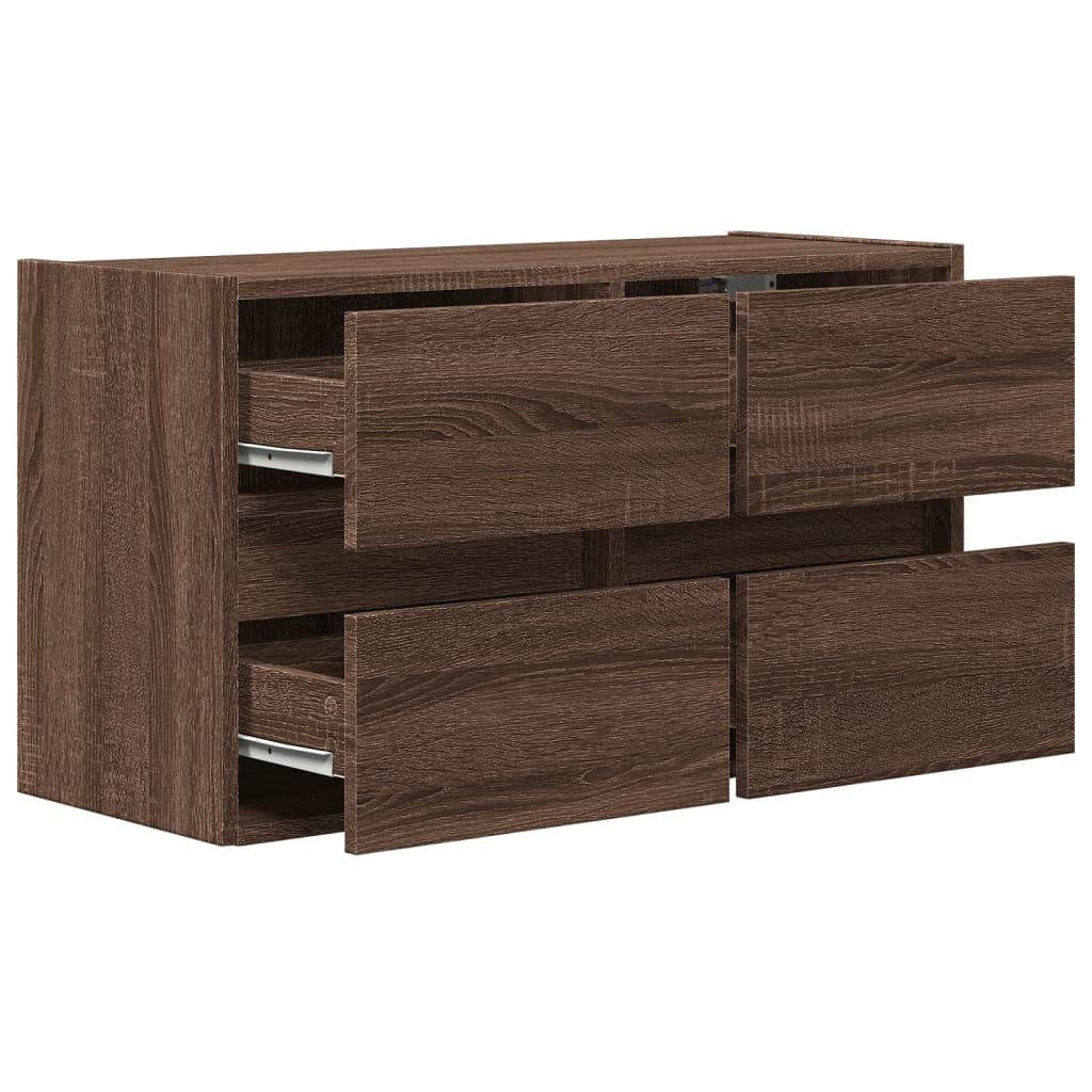 vidaXL Ścienna szafka TV z LED, brązowy dąb, 80x31x45 cm