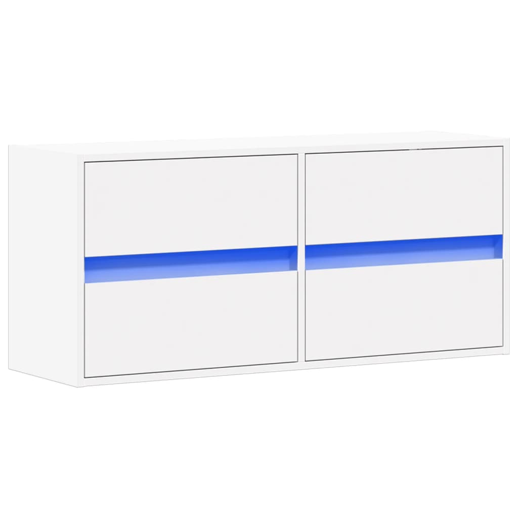 vidaXL Ścienna szafka TV z LED, biała, 100x31x45 cm