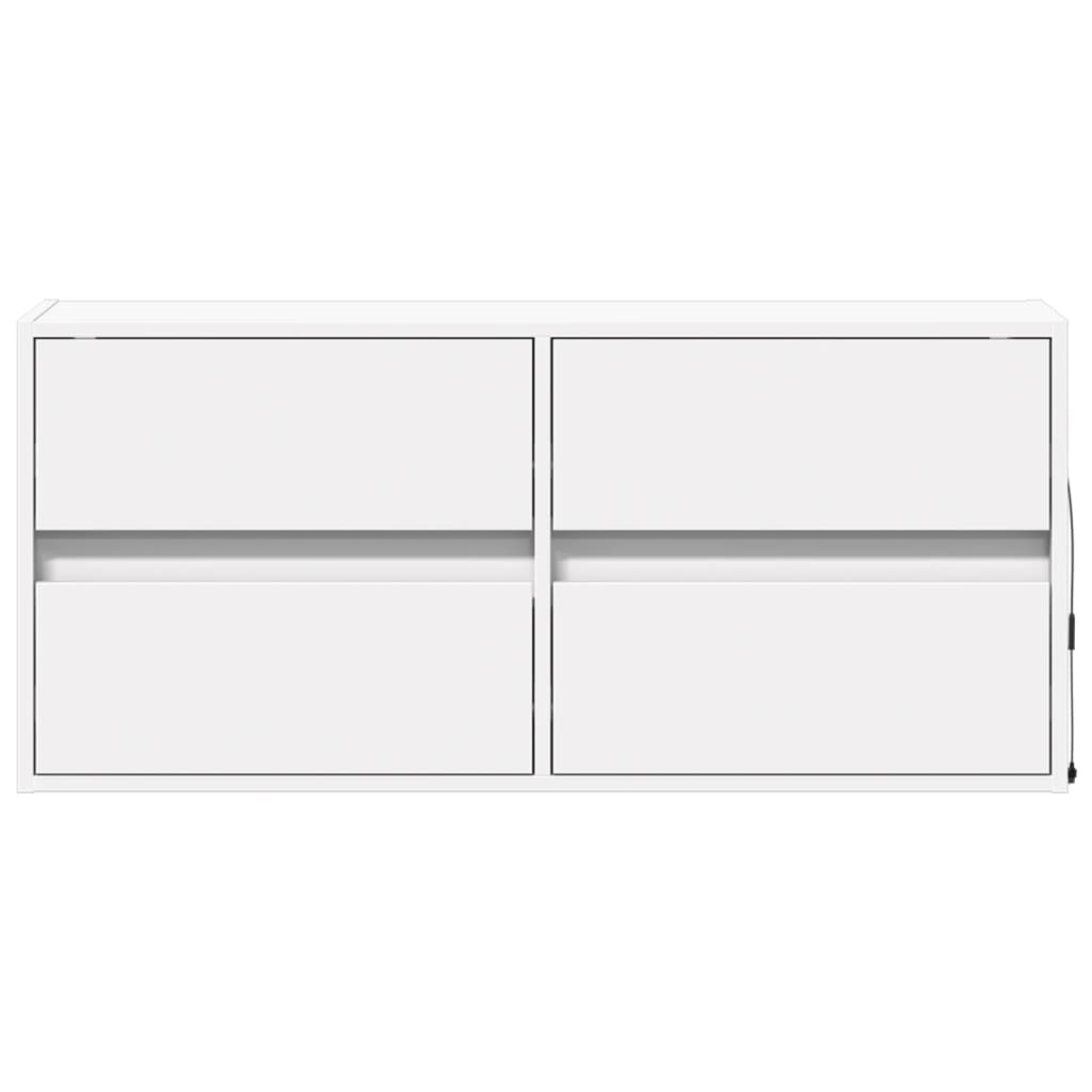 vidaXL Ścienna szafka TV z LED, biała, 100x31x45 cm