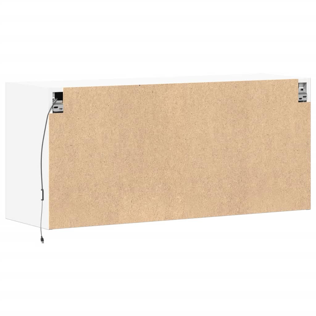 vidaXL Ścienna szafka TV z LED, biała, 100x31x45 cm